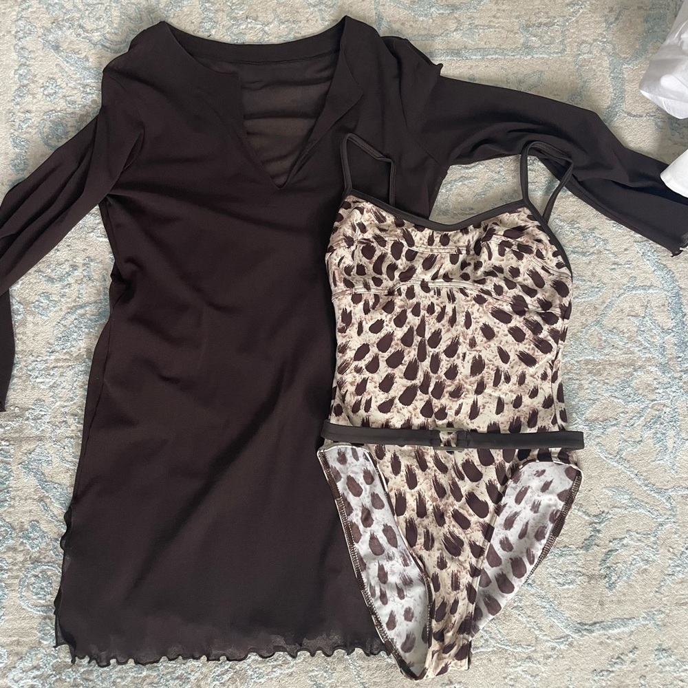 One piece swimsuit with matching coverup
